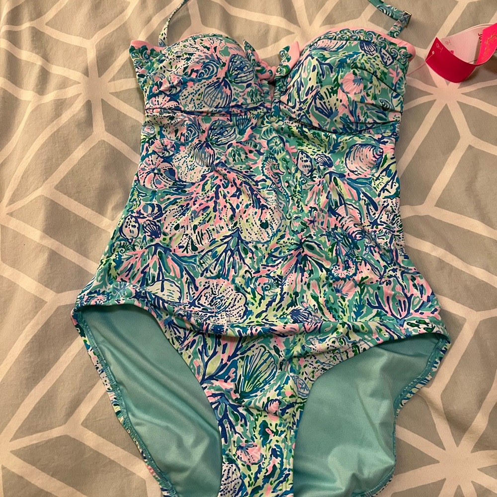 Lilly Pulitzer Blue and Pink One Piece Swimsuit